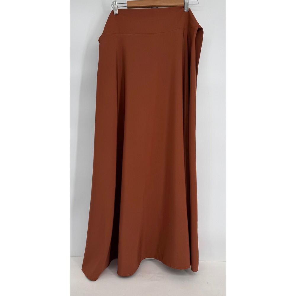 SHEIN Women Rust Brown High Waisted Bow Back Maxi Skirt Sz XL